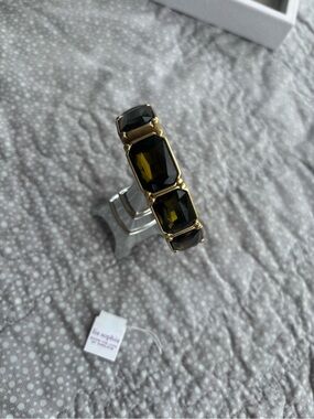 Lia Sophia Gold-Tone Bracelet with Dark Olive Green Gemstones